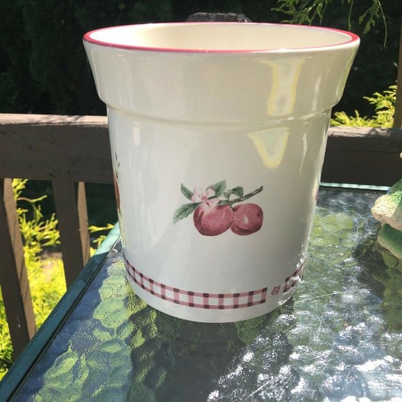 Pfaltzgraff Gadget Utensil Crock Delicious Pattern Apples Gingham Discontinued - Picture 2 of 7